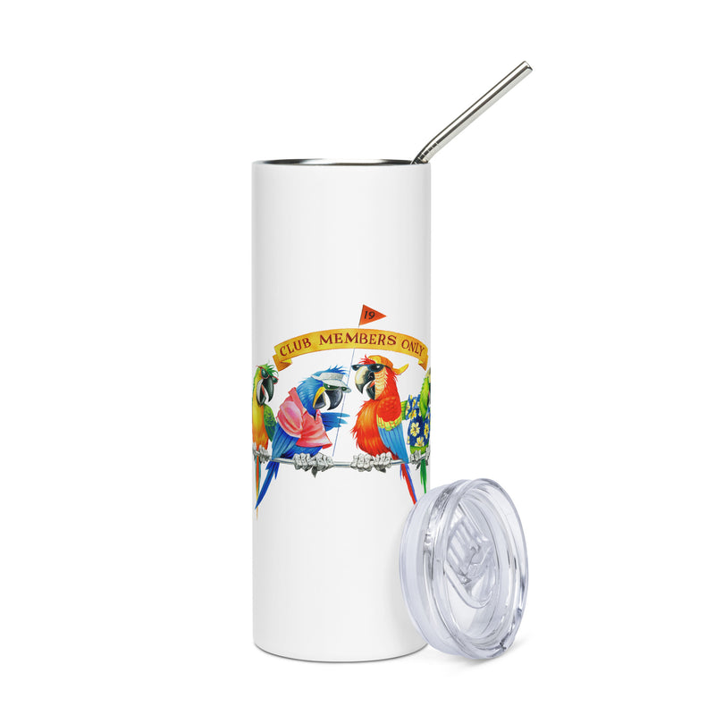 Parrot Party Country Club 20 Ounce Drink Tumbler with Straw Parrothead Jimmy Buffett Margarita Golf Funny Gift
