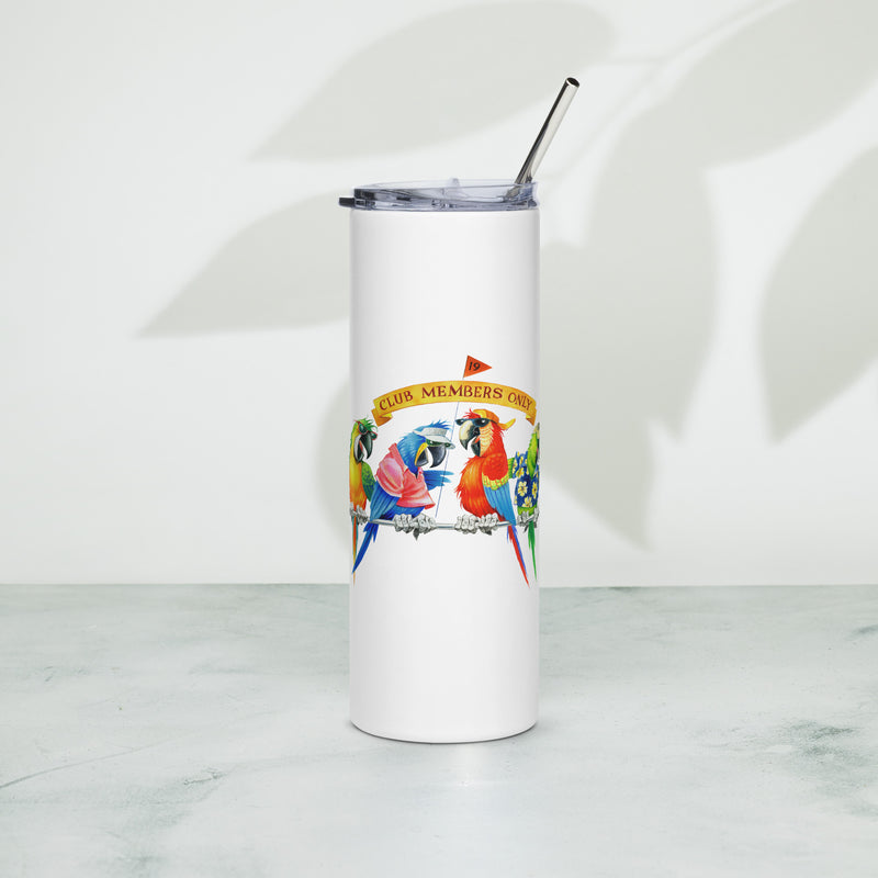 Parrot Party Country Club 20 Ounce Drink Tumbler with Straw Parrothead Jimmy Buffett Margarita Golf Funny Gift
