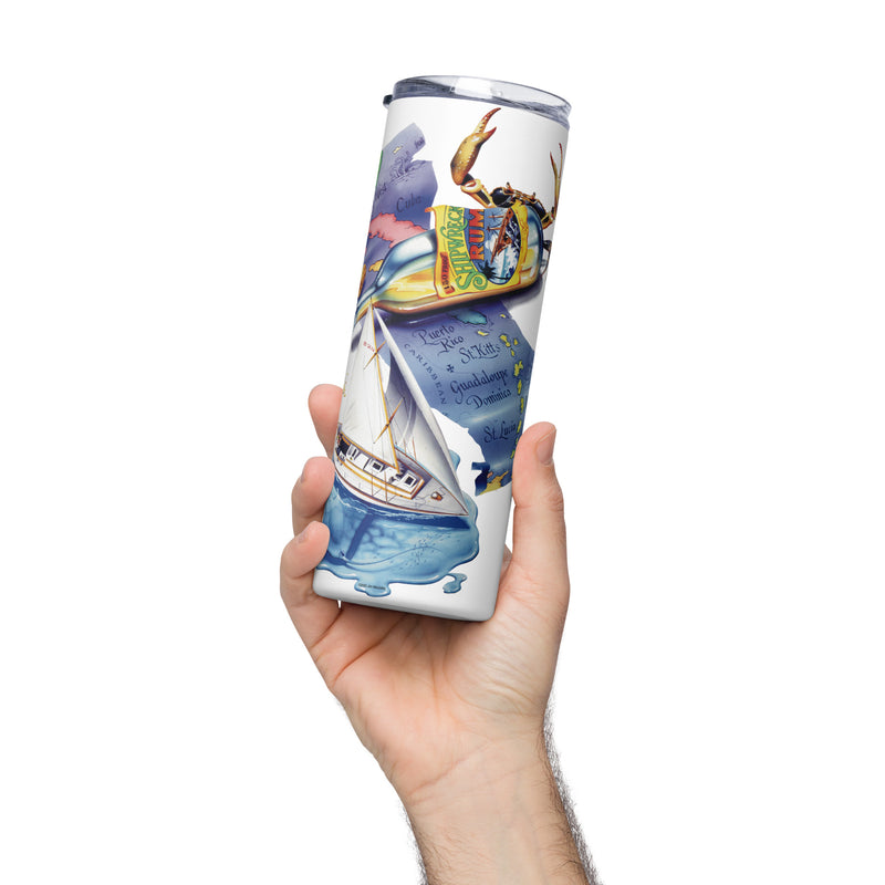 Exclusive Classic Caribbean Map Key West Shipwreck Rum Sailboat Steel Drink Tumbler