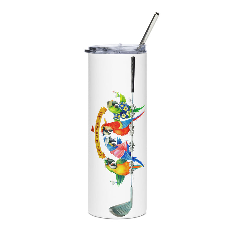 19th Hole Parrot Country Club Members Only Happy Hour Insulated Drink Tumbler Jimmy Buffett Beachy Parrothead Golf Gifts