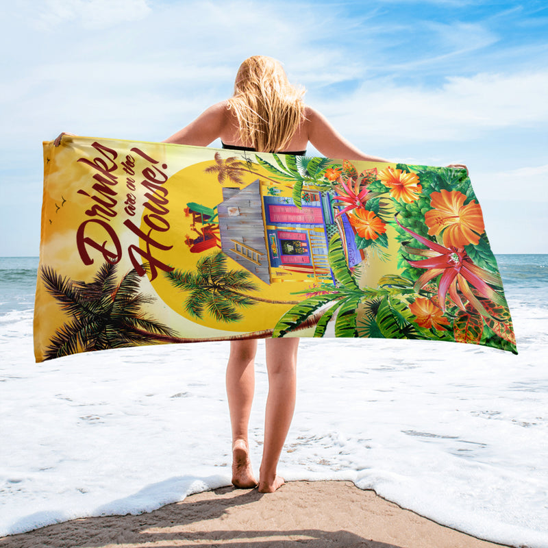 Good Life Original Drinks are on the House Margaritas Beach Towel 30 x 60 inches Jimmy Buffett Margarita Changes in latitudes Beachy Gift for her holiday Christmas
