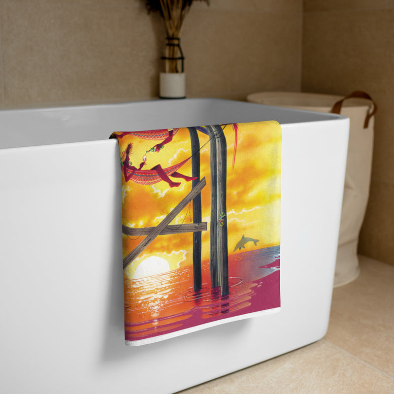 Good Life Original Swinging Place to be Tropical Island Beach Towel Large 30 x 60 Inches
