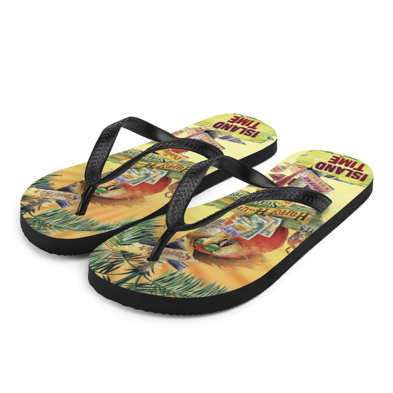 Jimmy Buffett Parrothead Flip Flops Island Time Key West Havana Good time Signs Caribbean