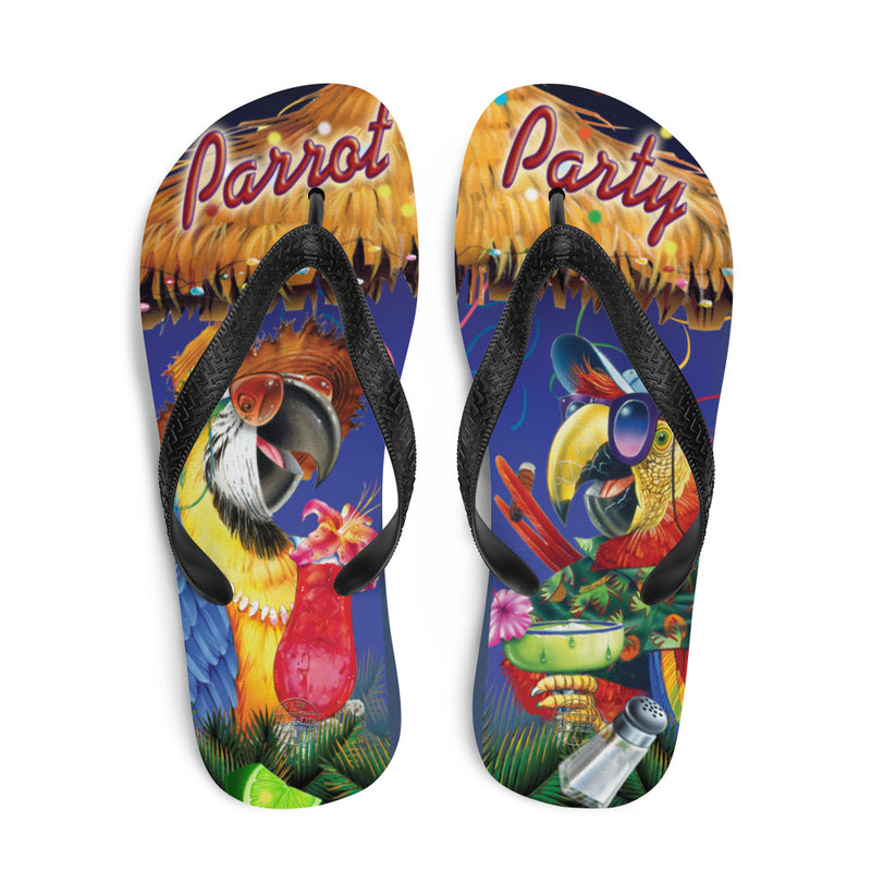 Exclusive Parrot Margarita Party Flip Flops Artwork by Jim Mazzotta