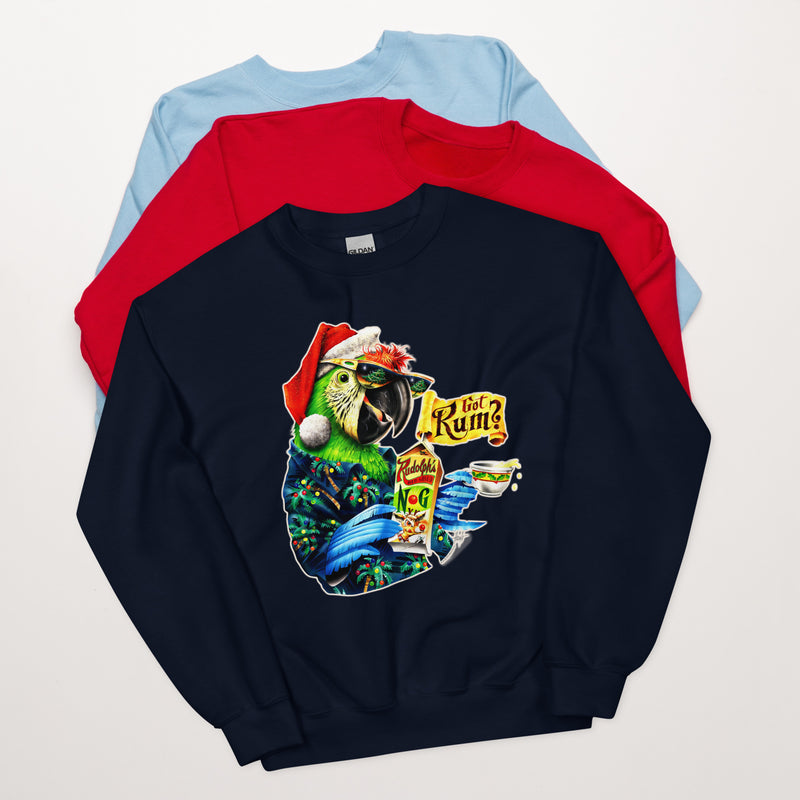 Unisex Got Rum Rudolph's Red Nose Egg Nog Christmas Classic Sweatshirt Jimmy Buffett Parrot Sweater Ugly Christmas Parrothead Gifts