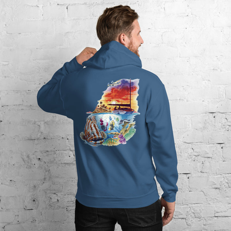 Unisex Island Time Fleece Beach Hoodie Grouper Sailboat