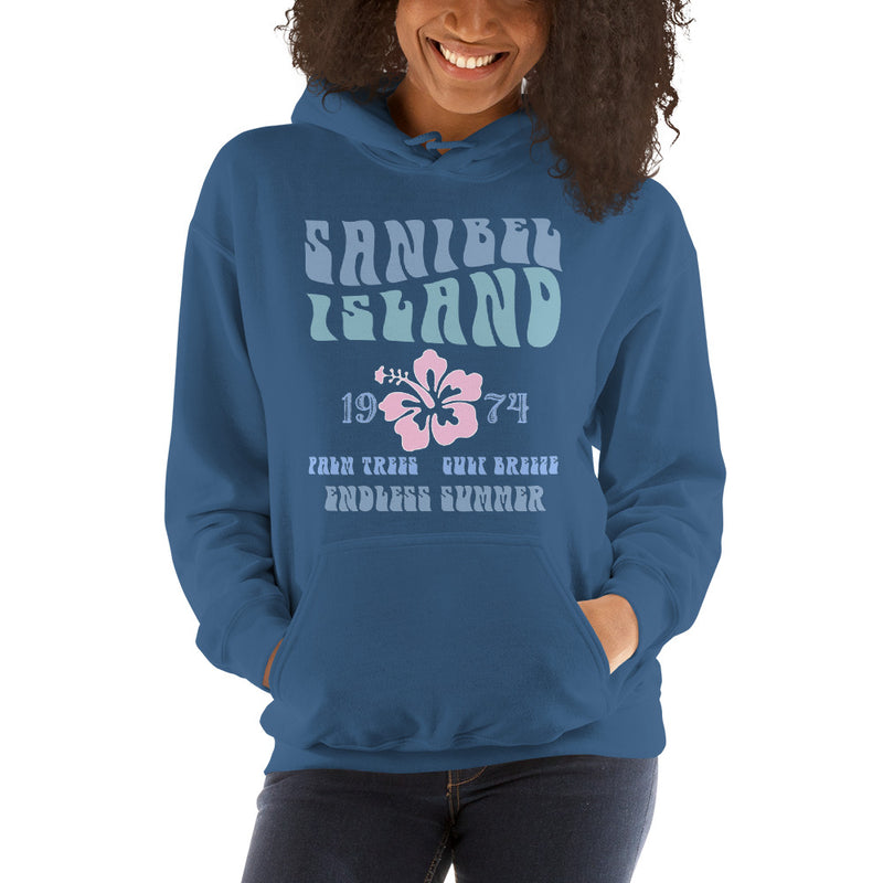 Sanibel Island Endless Summer Fleece Beach Hoodie Unisex Front Print Coconut Girl Hoodies y2k Ocean Aesthetic Retro Vintage 1974 1971 1960s womens oversized