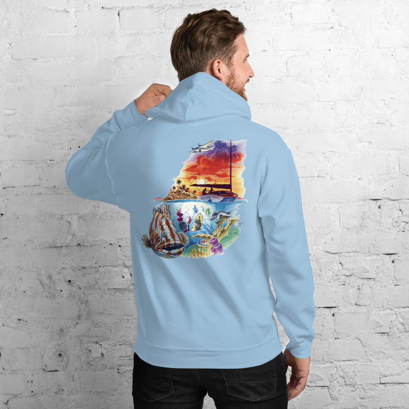 Unisex Island Time Fleece Beach Hoodie Grouper Sailboat