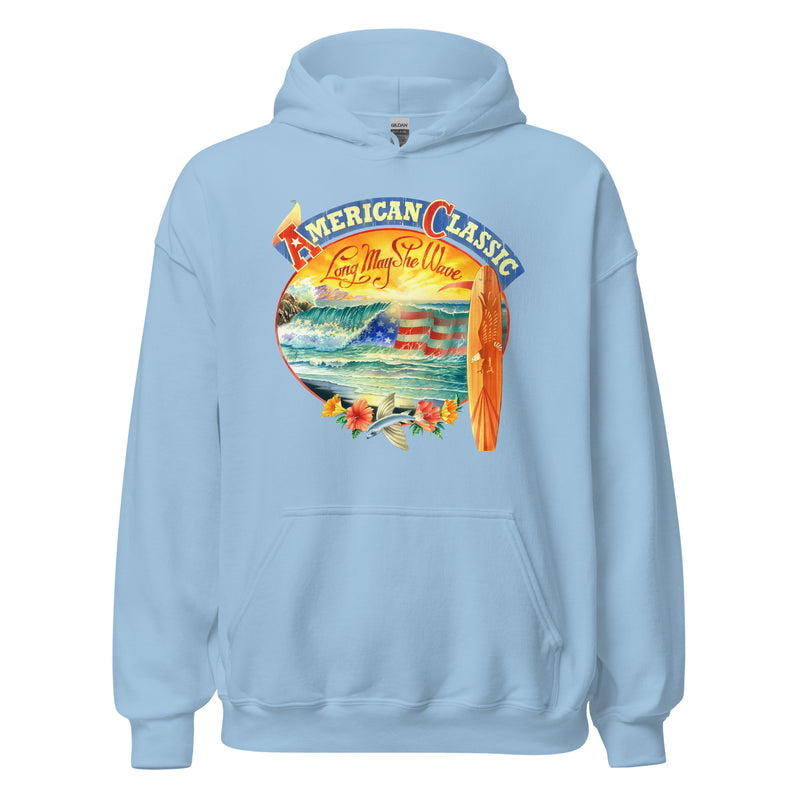 Long May She Wave Surf Shop Longboard Surfing Hoodie