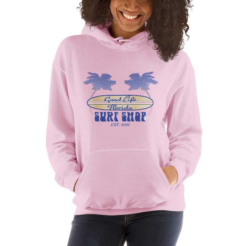 Good Life Surf Shop Beach Hoodie Longboard Unisex Fleece Surfboard Ron Jon Florida Cocoa Beach Sweatshirts
