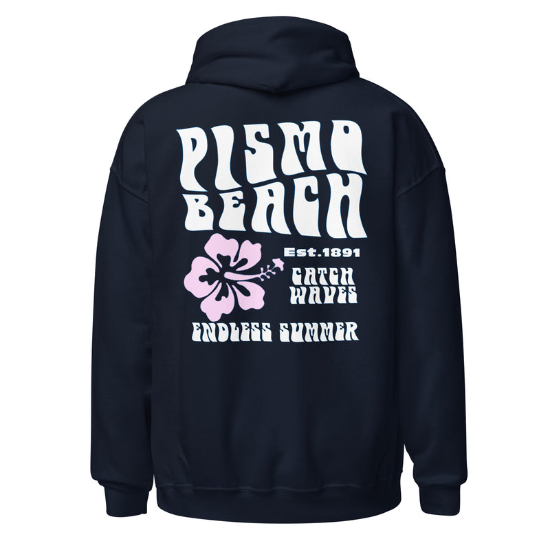 unisex Pismo Beach Vintage Style Hoodie Endless Summer Hibiscus Logo Navy / M