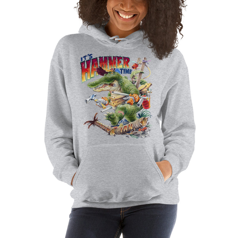 Unisex Hammer Time Hurricane Ian Gator FloriDone Fleece Hoodie