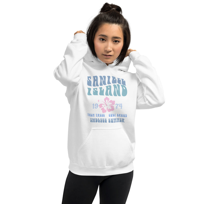 Sanibel Island Endless Summer Fleece Beach Hoodie Unisex Front Print Coconut Girl Hoodies y2k Ocean Aesthetic Retro Vintage 1974 1971 1960s womens oversized