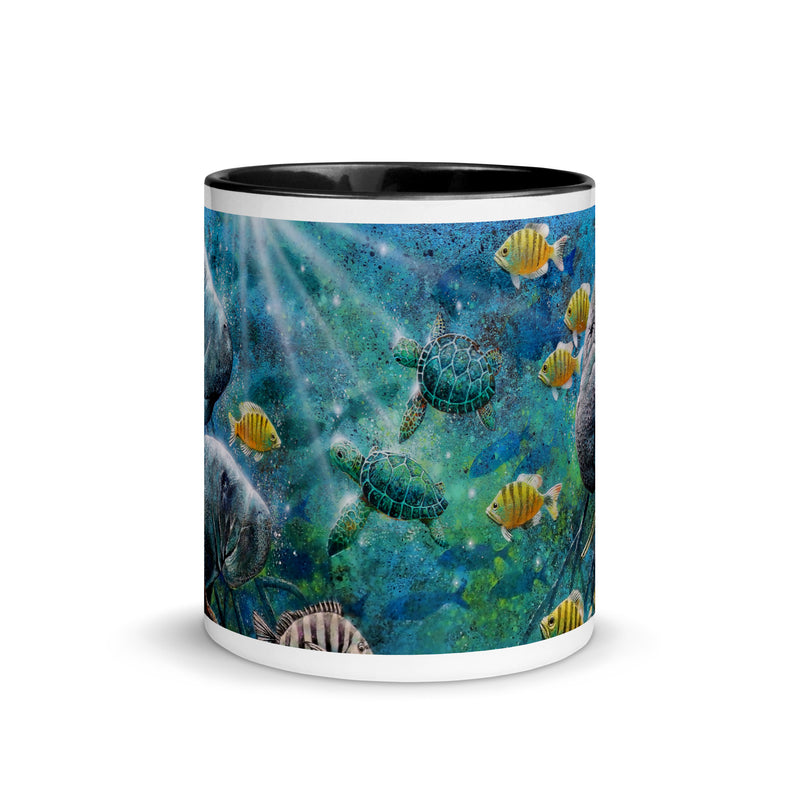 Manatees and Sea Turtle Aquatic Florida Aquatic Scene Coffee Mug