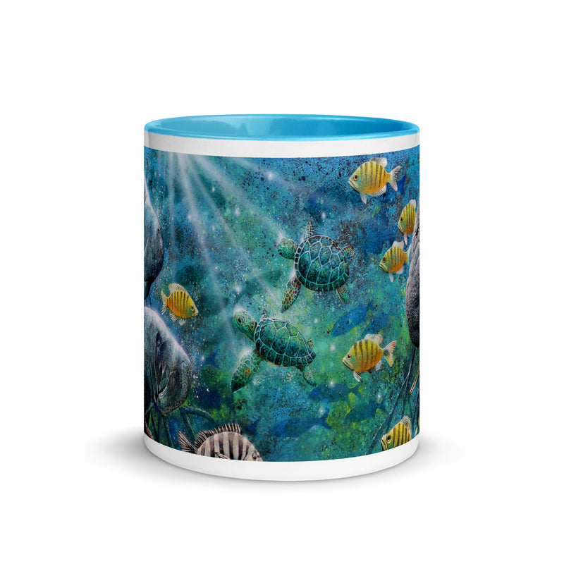 Manatees and Sea Turtle Aquatic Florida Aquatic Scene Coffee Mug