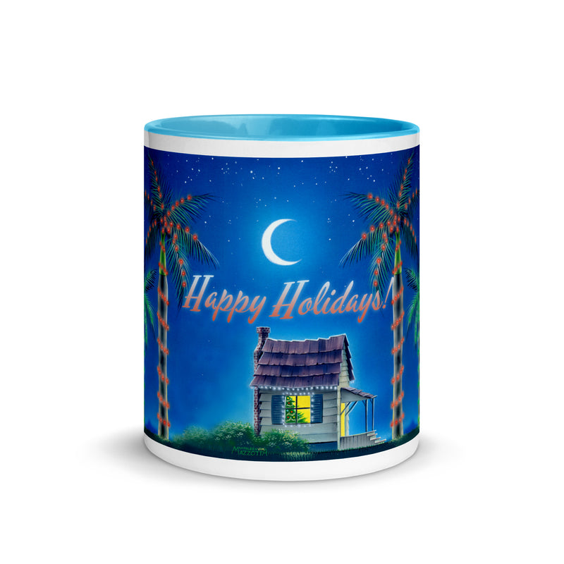 Happy Holidays Beach House Ceramic Coffee Mug Christmas Lights Palm Trees Jimmy Buffett Christmas Island Mele Kalikimaka