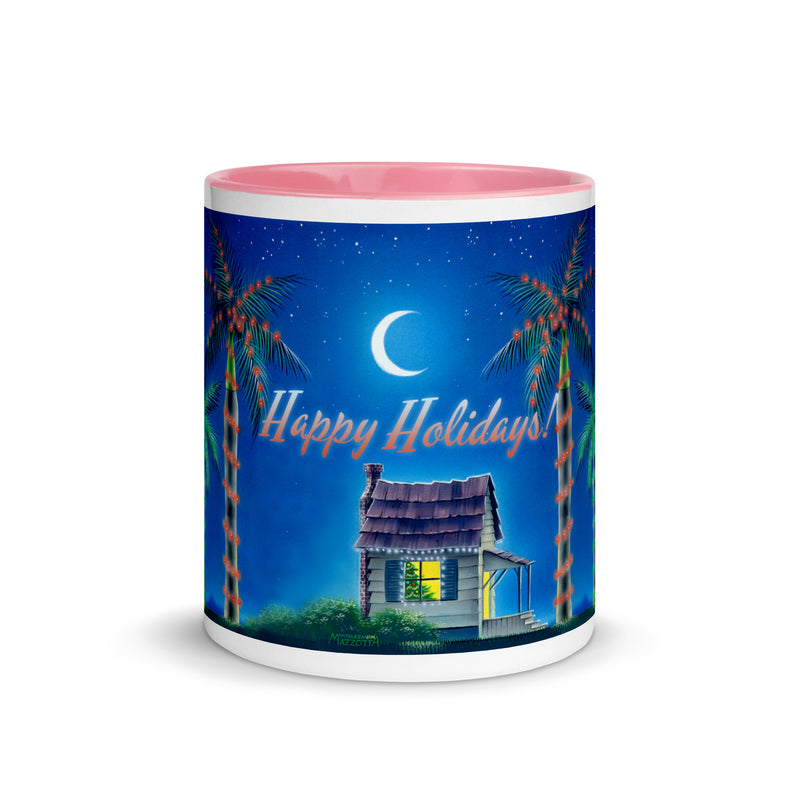 Happy Holidays Beach House Ceramic Coffee Mug Christmas Lights Palm Trees Jimmy Buffett Christmas Island Mele Kalikimaka