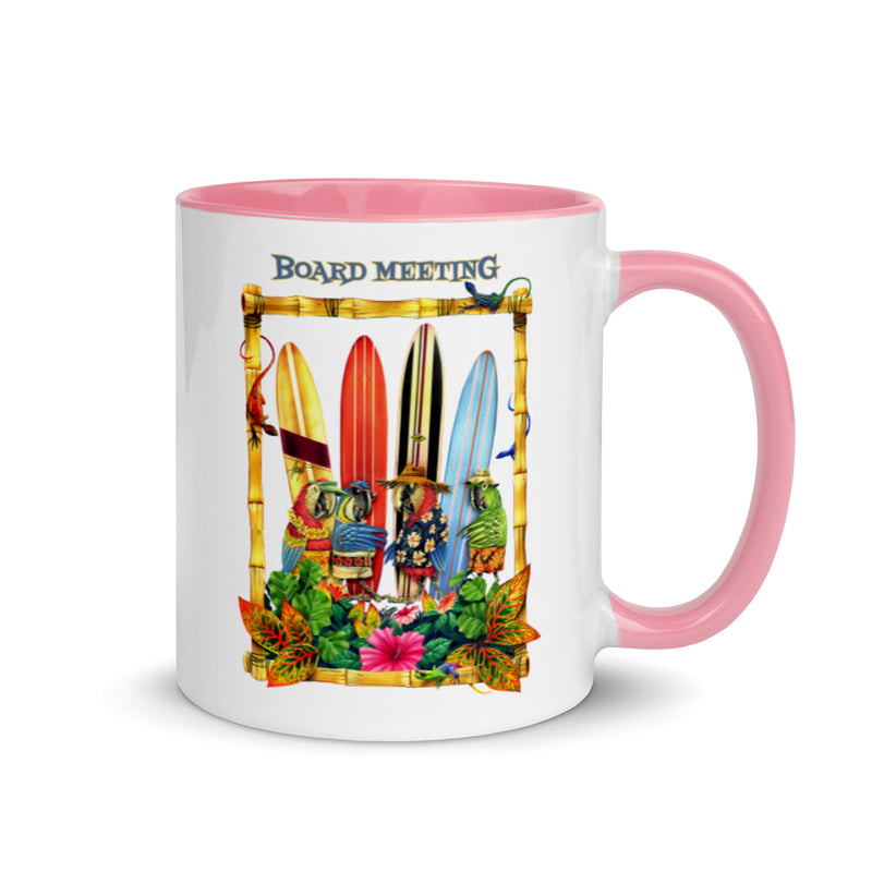 Exclusive Beach Coffee Mug Parrots Board Meeting Surfing Ceramic Jimmy Buffett Parrothead Gifts Pink