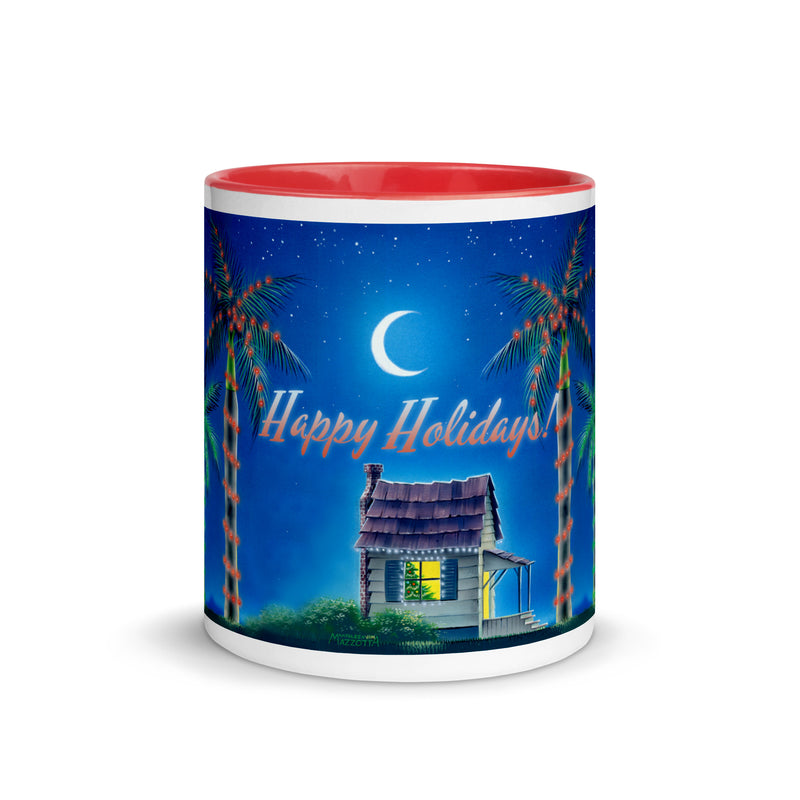 Happy Holidays Beach House Ceramic Coffee Mug Christmas Lights Palm Trees Jimmy Buffett Christmas Island Mele Kalikimaka