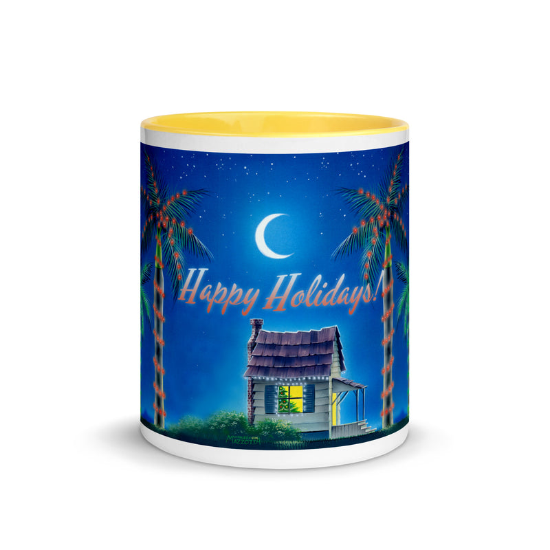Happy Holidays Beach House Ceramic Coffee Mug Christmas Lights Palm Trees Jimmy Buffett Christmas Island Mele Kalikimaka