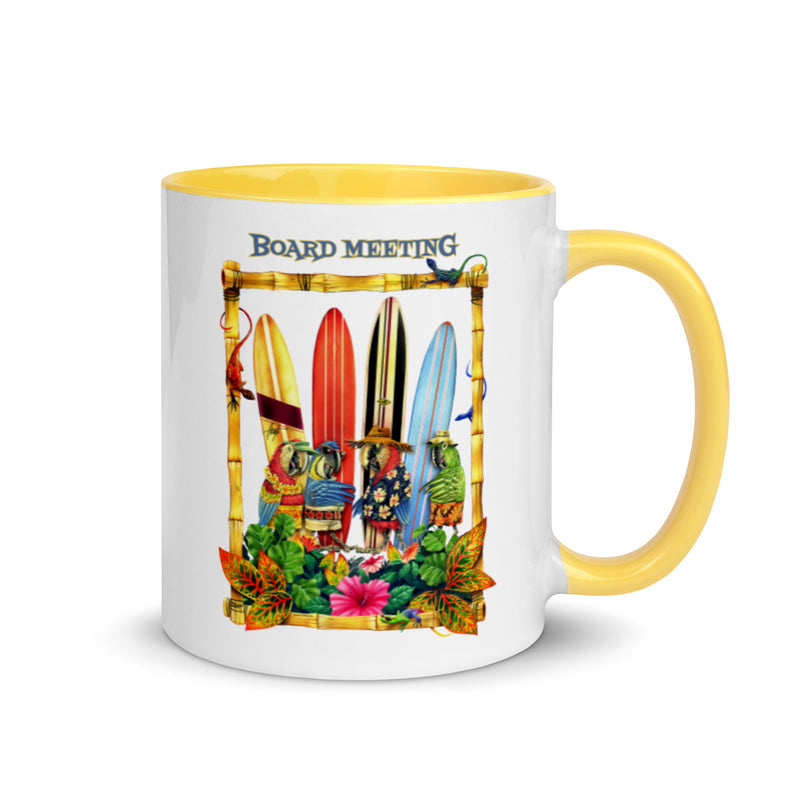 Exclusive Beach Coffee Mug Parrots Board Meeting Surfing Ceramic Jimmy Buffett Parrothead Gifts Yellow