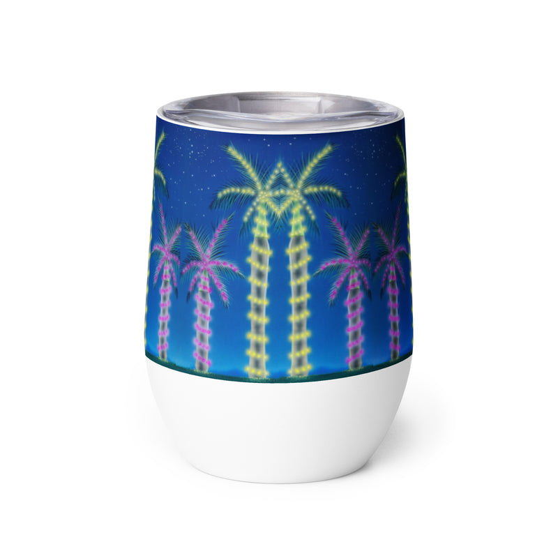 Happy Holidays Beach House Insulated Tumbler Christmas Lights Palm Trees Jimmy Buffett Christmas Island Mele Kalikimaka