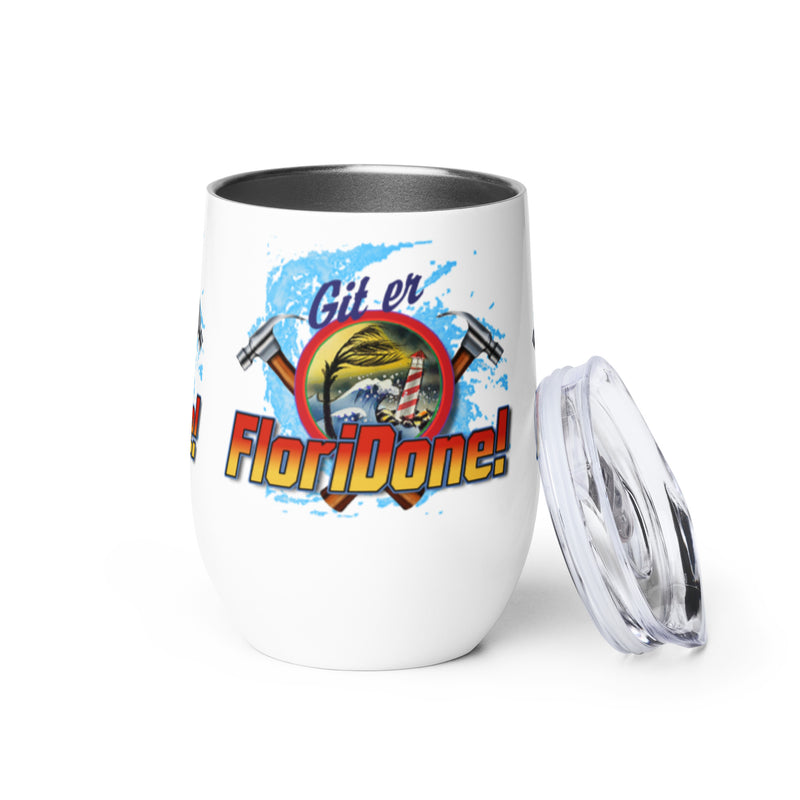 FloriDone Hurricane Ian Wine Tumbler 12 Ounce