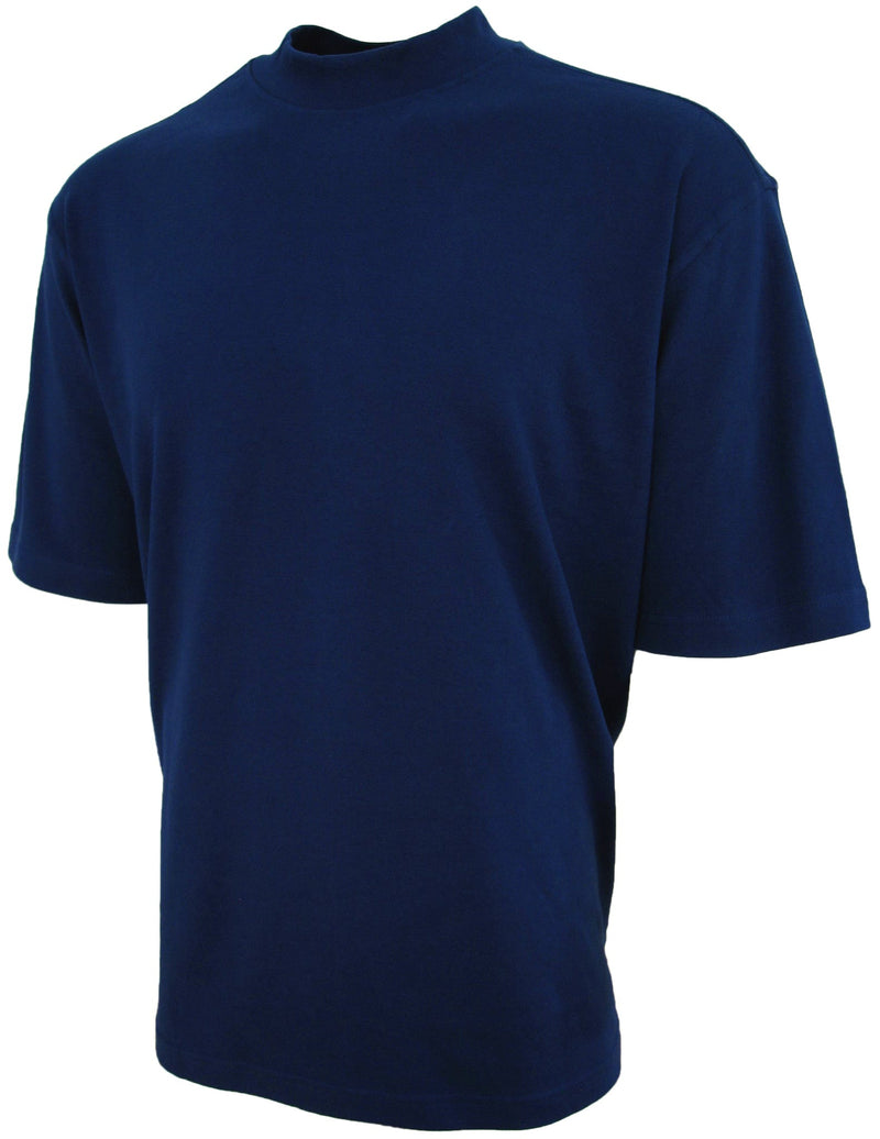 Navy Estate Blue Good Life Mock Turtleneck Heavyweight 8.25 Ounce Combed Ringspun Cotton Short Sleeve