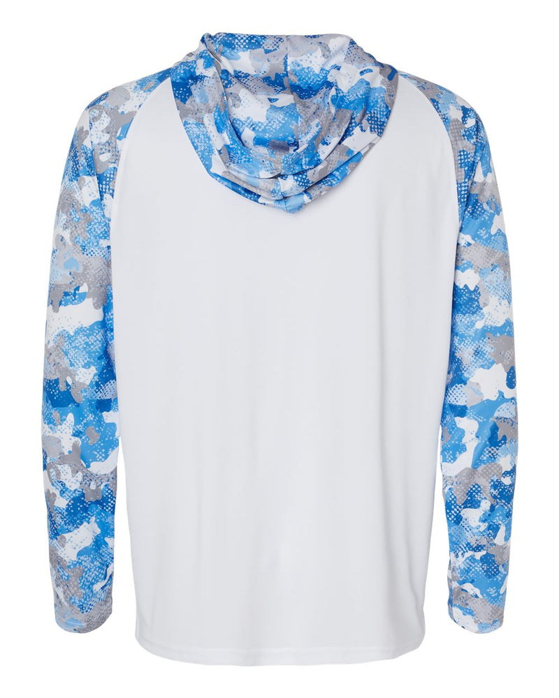 Performance UPF Hoodie With Blue Camo Sleeves & Hood