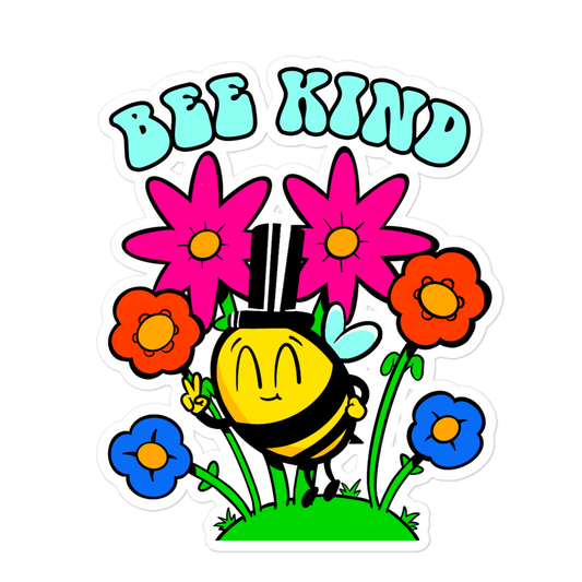 Bee Kind Be Kind Kindness Bubble Free Stickers Hand Drawn Positive Vibes Message Nice Cool Original