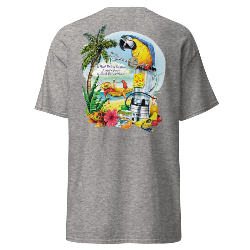 Men's Lightweight Classic Parrot Blender Repair No Bad Days Beach T-Shirt