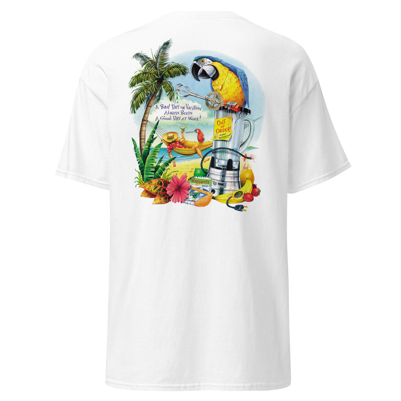 Men's Lightweight Classic Parrot Blender Repair No Bad Days Beach T-Shirt