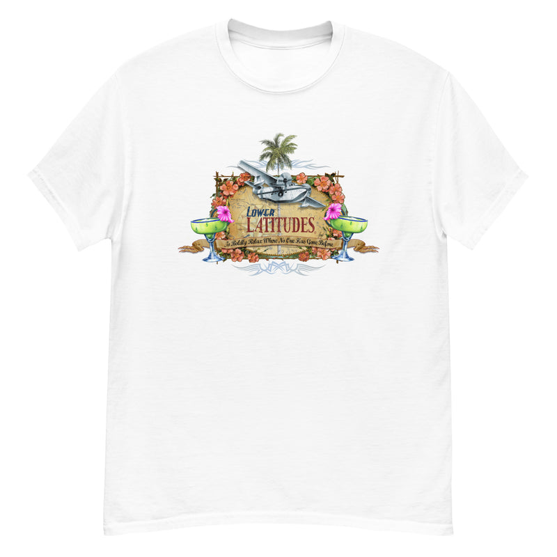 Men's Classic Lower Latitudes T-Shirt Seaplane Relax Margaritas Jimmy Buffett Tees Vacation Margaritaville