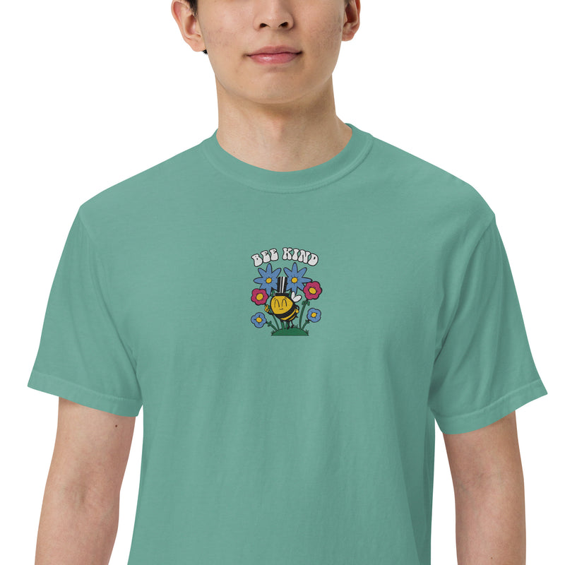 Men's Embroidered Adult Premium Garment Dyed Ring Spun Cotton T-shirt Bee Kind