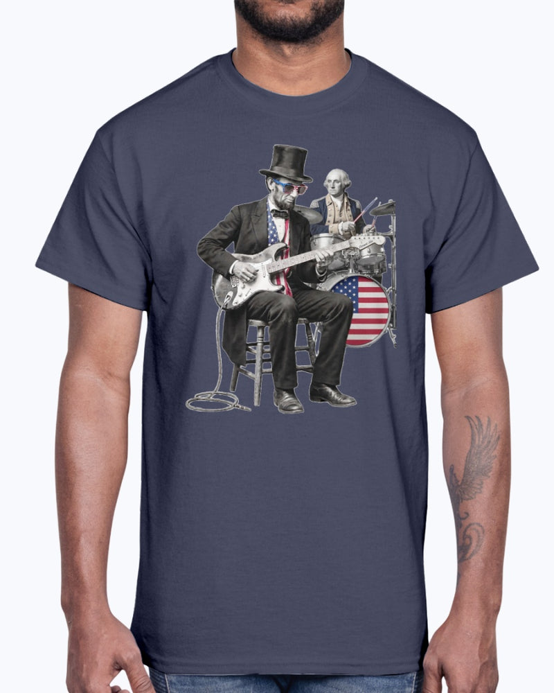 Honest Abe Shredding with George Washington on Drums T-Shirt