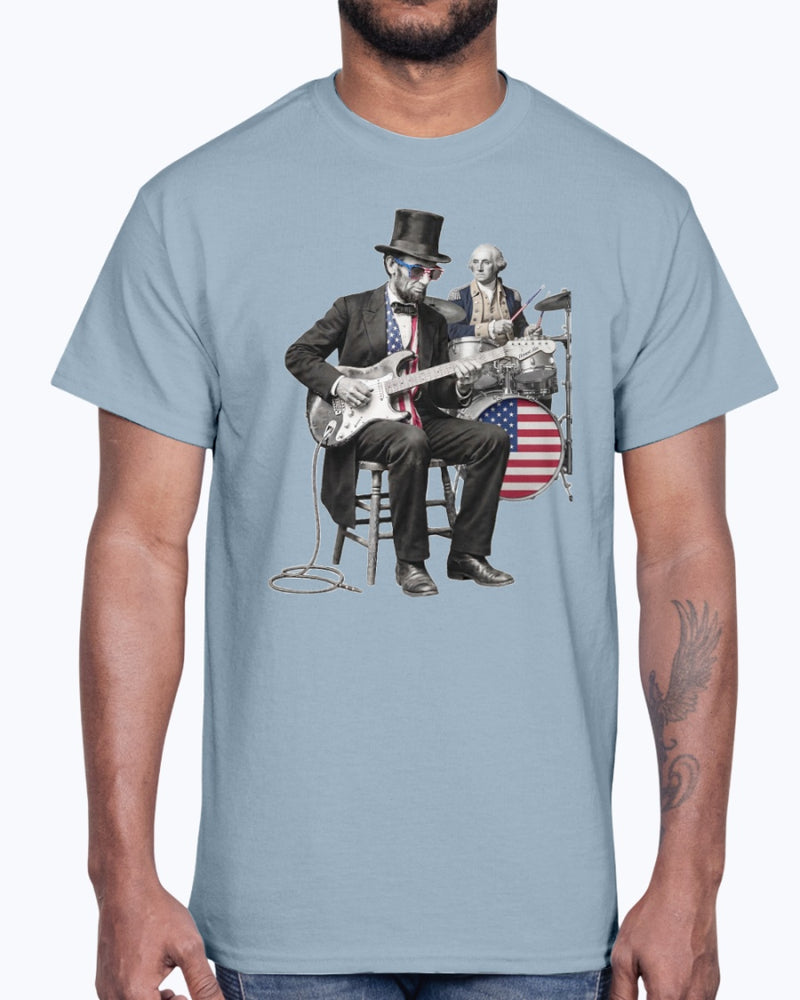 Honest Abe Shredding with George Washington on Drums T-Shirt