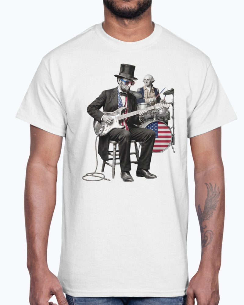 Honest Abe Shredding with George Washington on Drums T-Shirt