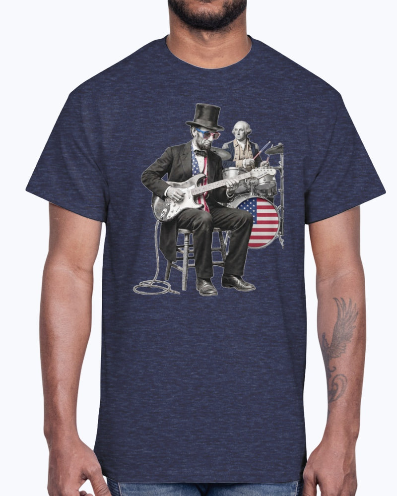 Honest Abe Shredding with George Washington on Drums T-Shirt