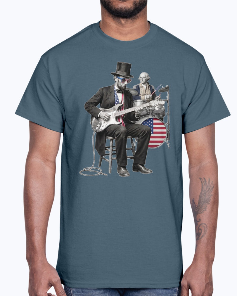 Honest Abe Shredding with George Washington on Drums T-Shirt