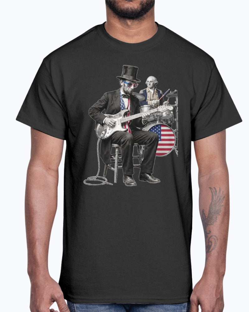 Honest Abe Shredding with George Washington on Drums T-Shirt