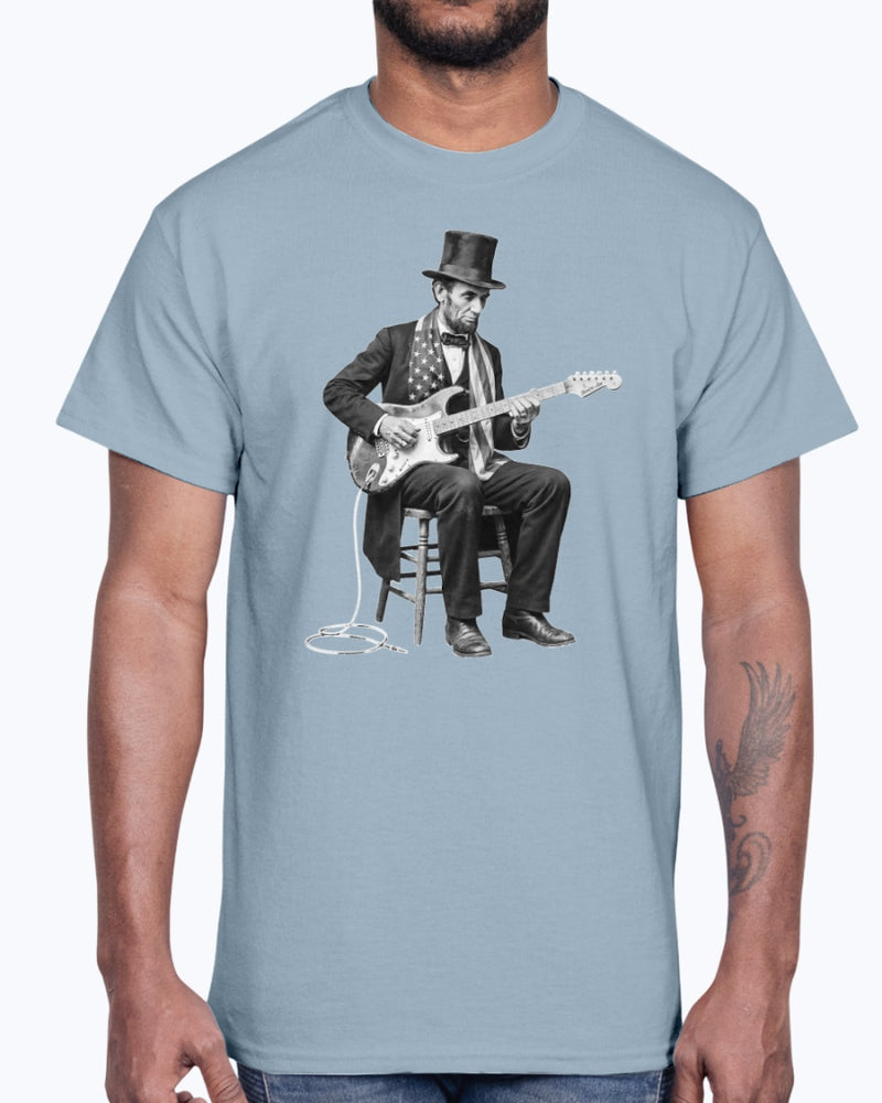 Honest Abe Black & White Shredding Guitar T-Shirt