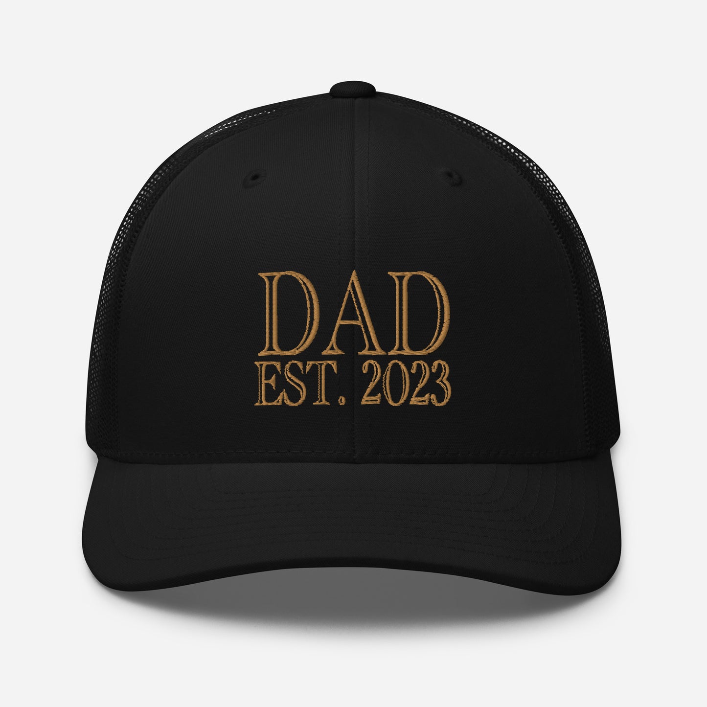 Dad Est 2023 Established Hat Cap Embroidered Gold Mesh Back Adjustable
