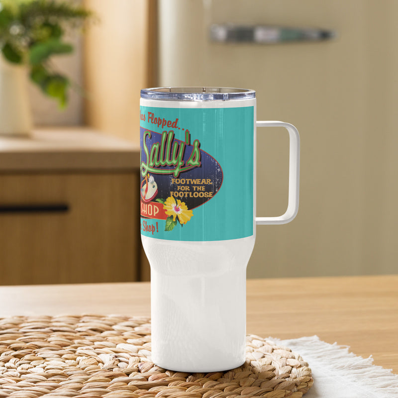 Salty Sally's Flip Flop Shop 25 Ounce Travel Mug with Handle