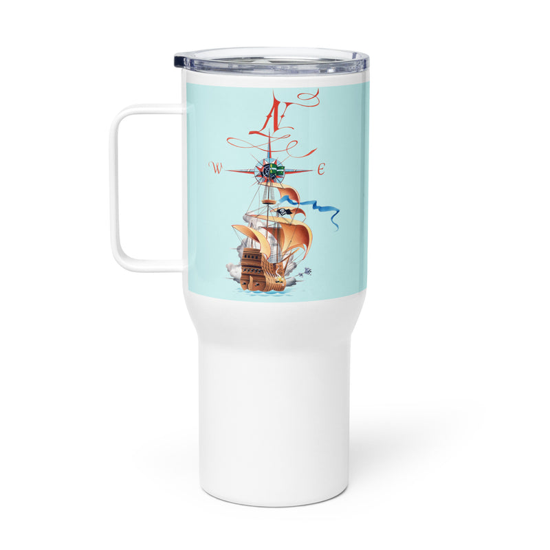Compass Pirate Ship Tumbler 25 Ounce With Handle
