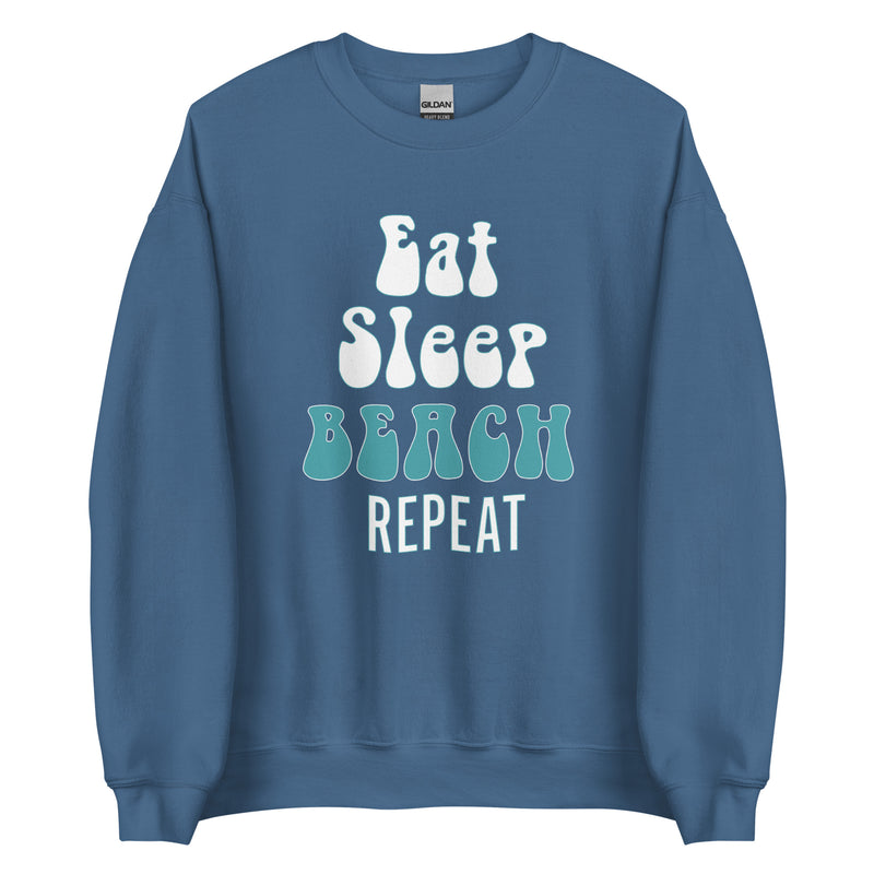 Unisex Adult Eat Sleep Beach Repeat Crewneck Fleece Sweatshirt