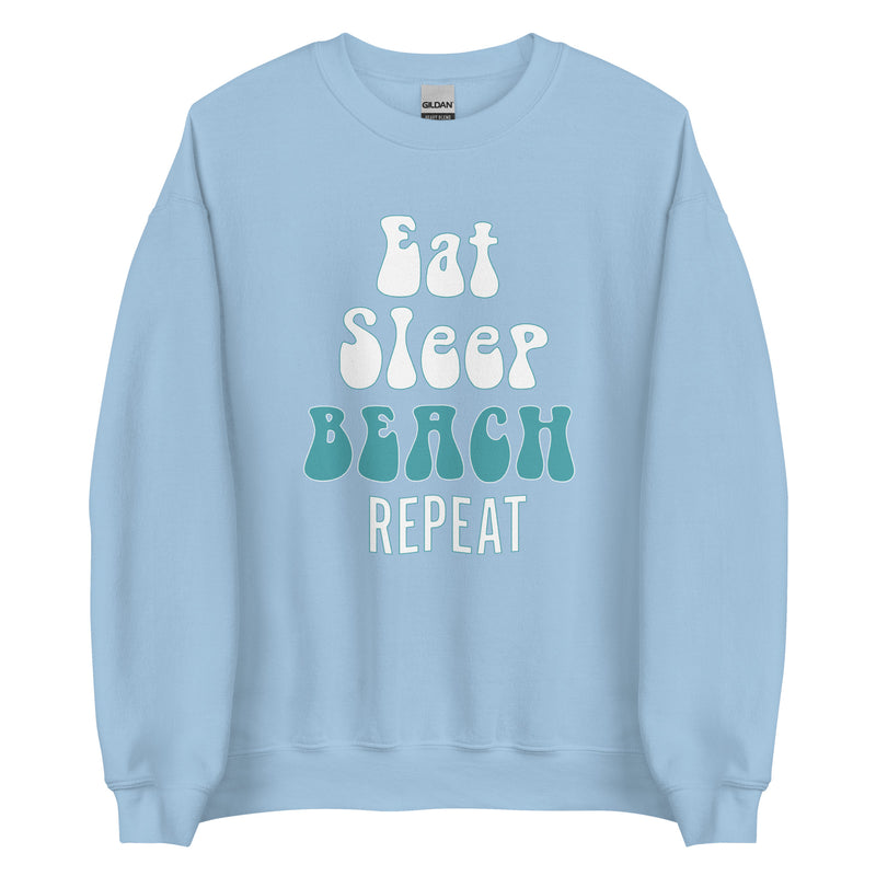 Unisex Adult Eat Sleep Beach Repeat Crewneck Fleece Sweatshirt