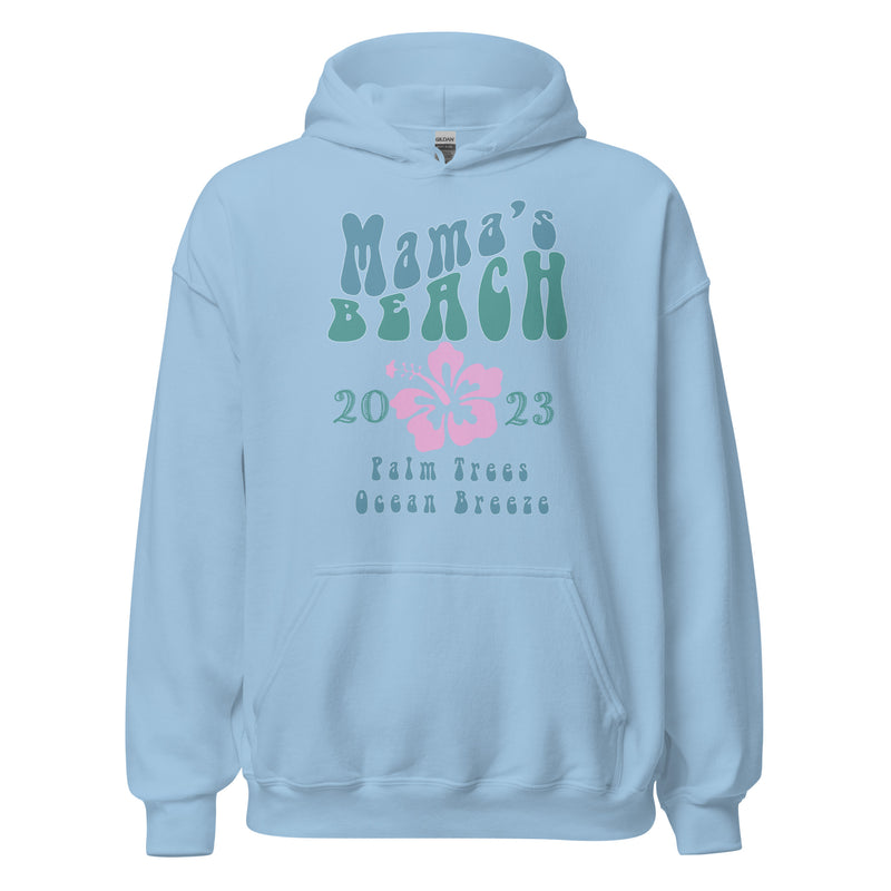 Unisex Mama's Beach 2023 Palm Trees Ocean Breeze Hibiscus Hoodie