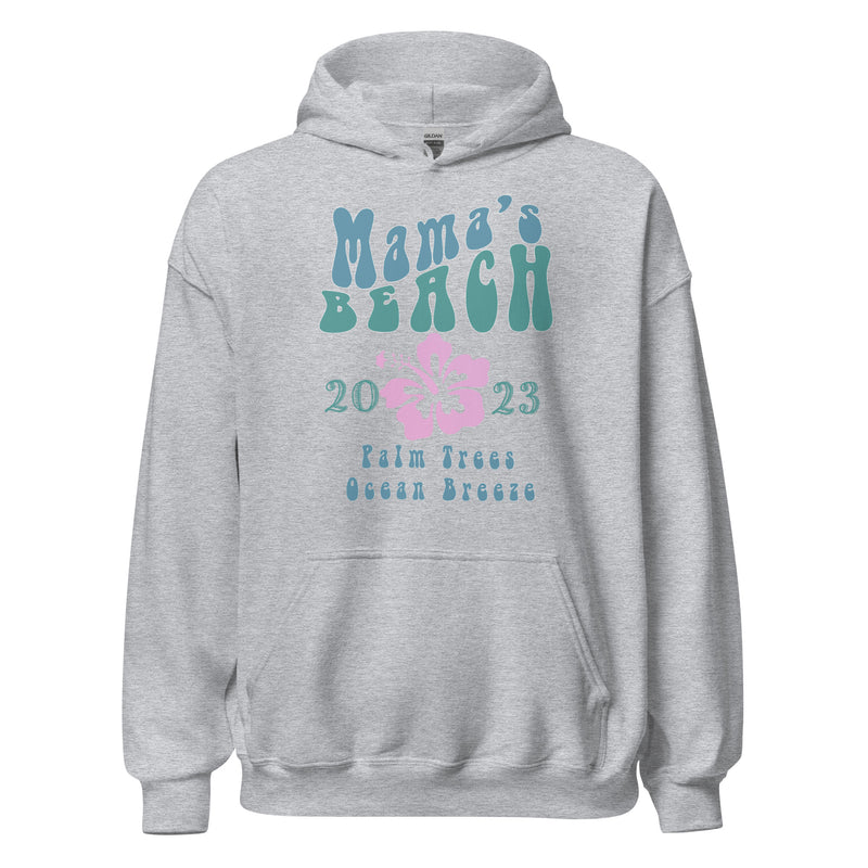 Unisex Mama's Beach 2023 Palm Trees Ocean Breeze Hibiscus Hoodie
