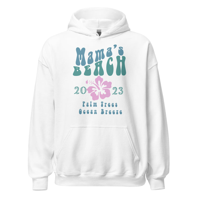 Unisex Mama's Beach 2023 Palm Trees Ocean Breeze Hibiscus Hoodie