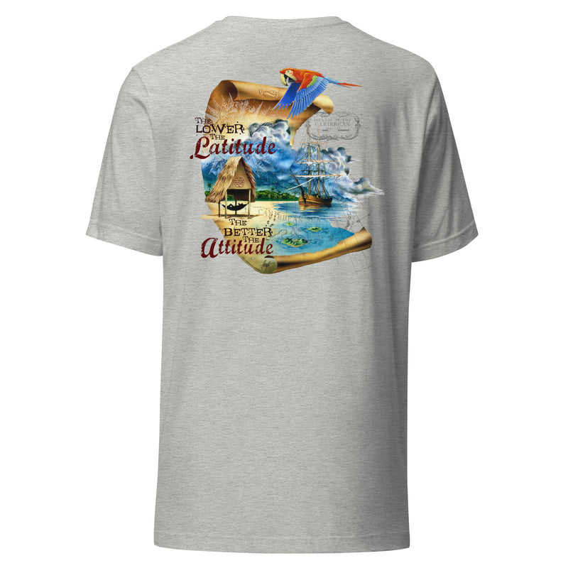 Unisex Mens Lightweight Adult Jimmy Buffett Style Lower Latitudes Better Attitudes Tropical Graphic Sailboat Beach T-Shirt